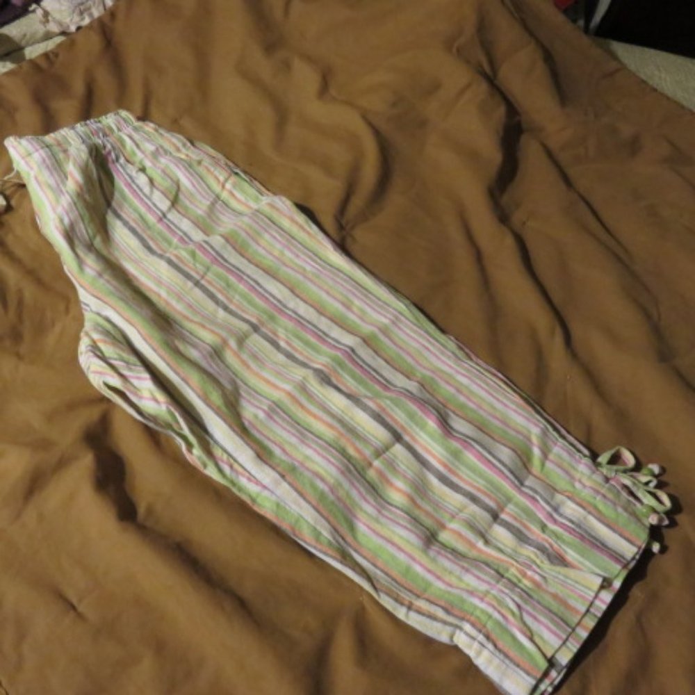 ERIKA BRAND CAPRIS, STRIPED, LARGE, LINEN & COTTON